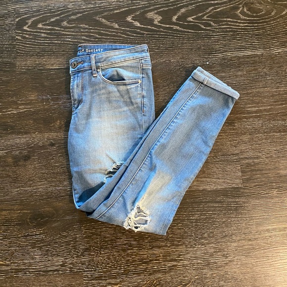 ARTICLES OF SOCIETY Distressed Medium Light Wash Mid Rise Jeans - Picture 2 of 3